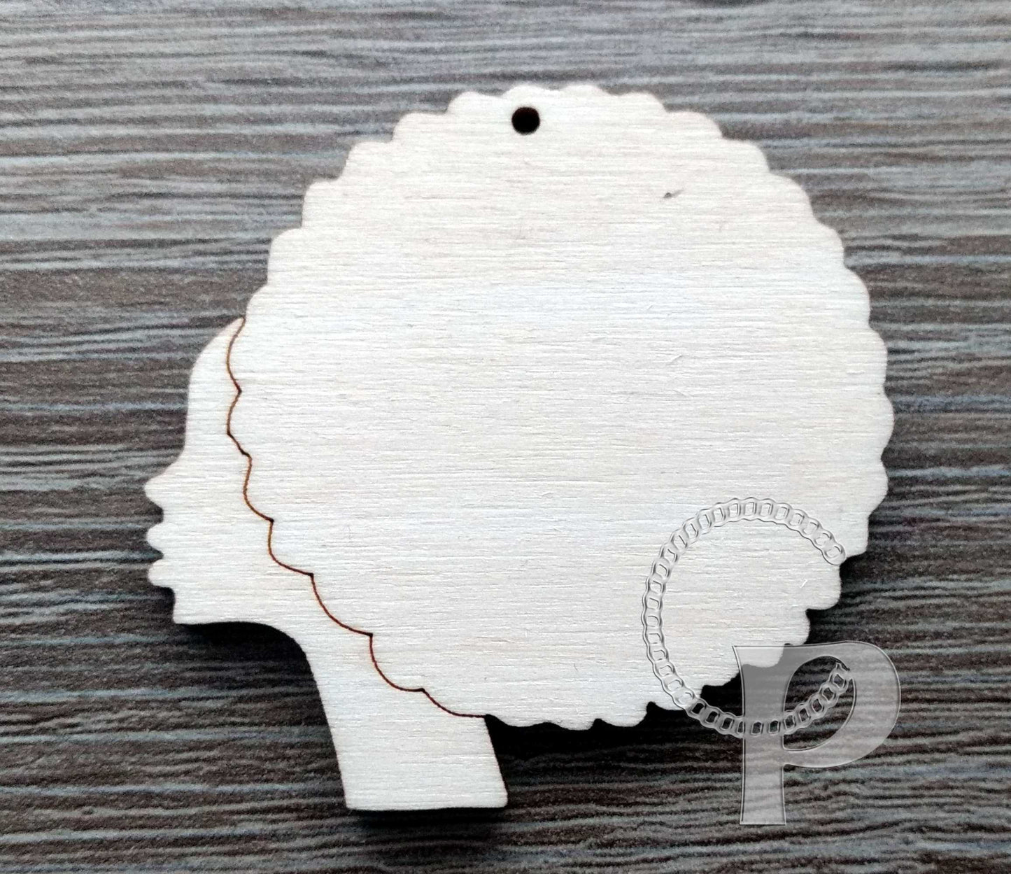 Wooden shapes by CP of African girl with natural hair, 10 blanks for jewelry making and crafts, Afro silhouette wood base