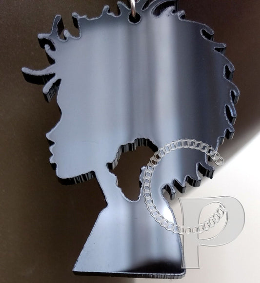 Afro silhouette earrings in black acrylic African woman head Afrocentric gift