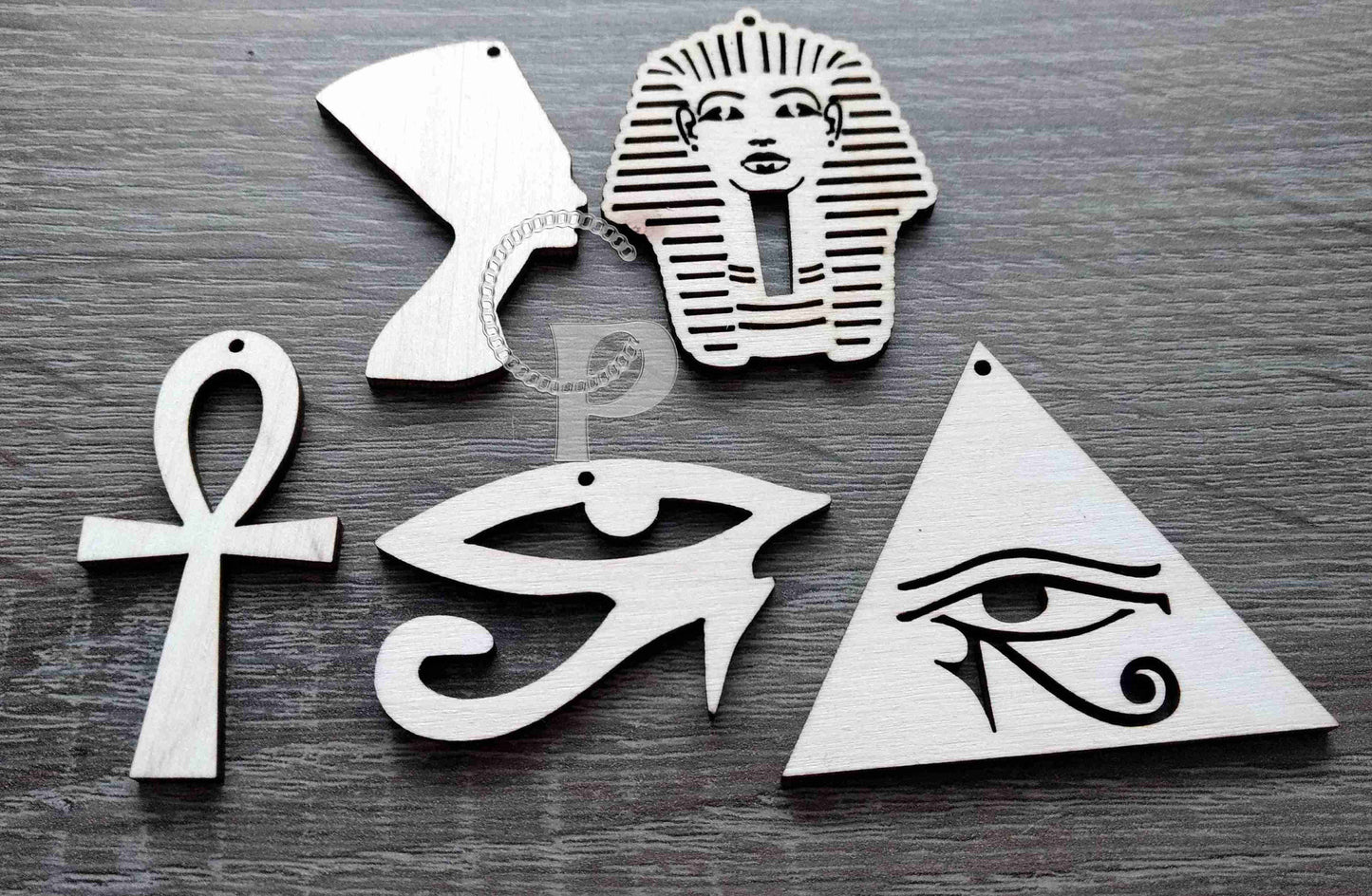 10 plain wooden traditional Egyptian shapes Nefertiti ANKH Eye of Horus Tutankhamun jewelry earrings making laser cut crafts wood blanks