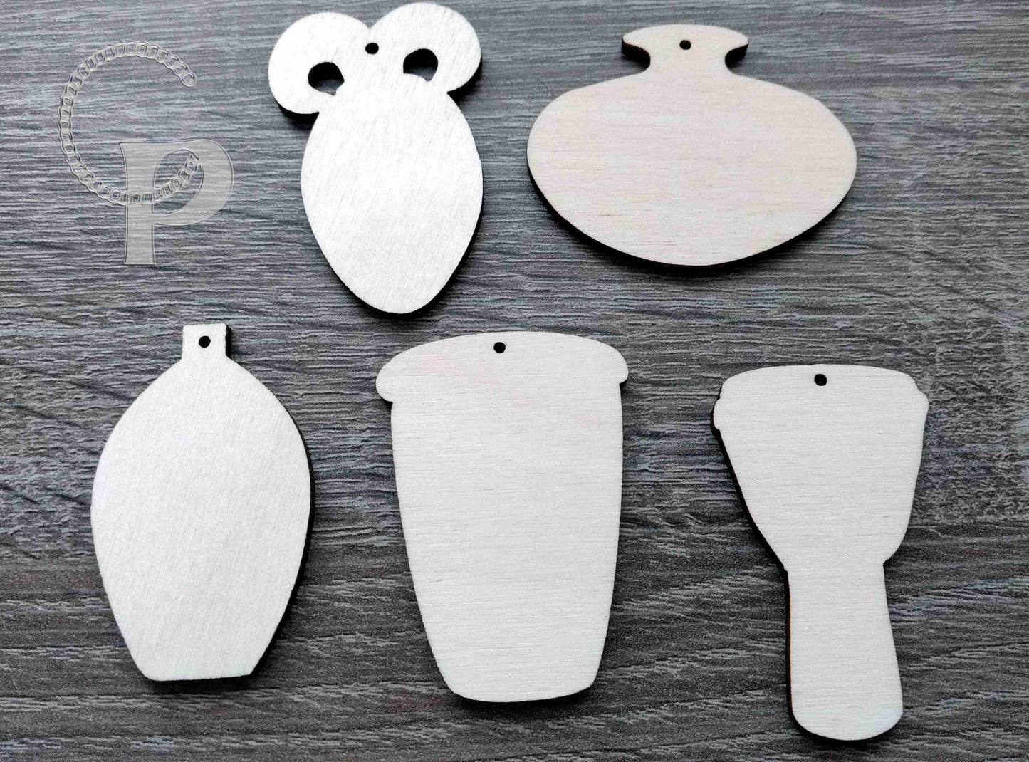 10 plain wooden traditional African shapes vase drum jewelry earrings making laser cut crafts unfinished Free postage