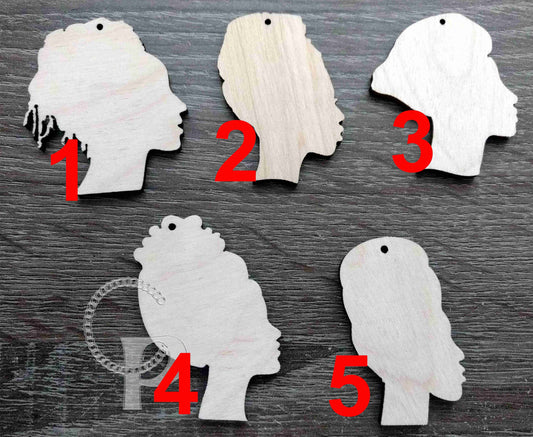 10 plain natural wooden African woman queen shapes jewelry earrings making laser cut crafts decoupage headwrap queen silhouette unfinished