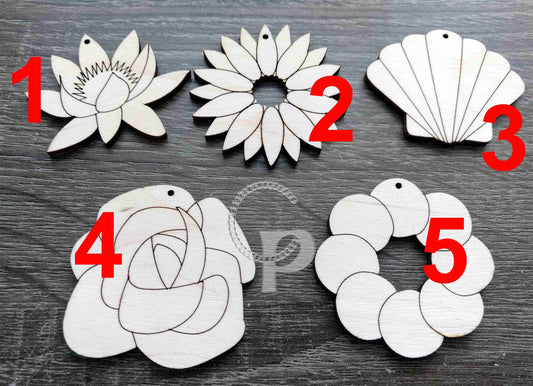 10 x plain birch wooden shapes for jewelry earrings making shapes flower rose shell laser cut tags crafts decoupage Free postage