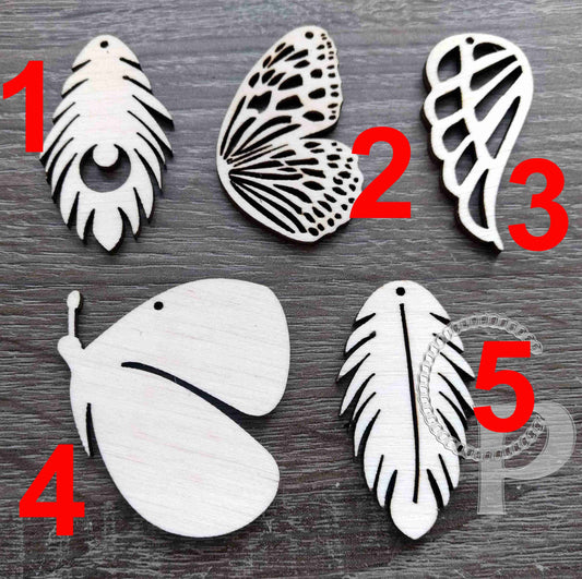 10 x plain birch wooden shapes for jewelry earrings making shapes feather butterfly wings laser cut tags crafts decoupage Free postage