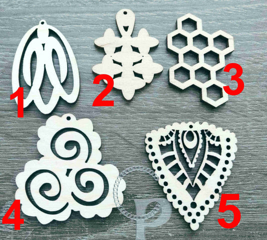 10 x plain birch wooden shapes for jewelry earrings making shapes honeycomb flower laser cut tags crafts decoupage Free postage