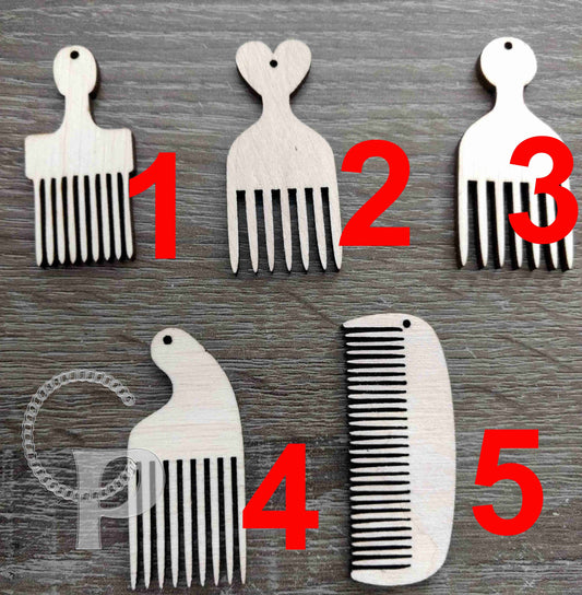 10 plain wooden Afro pick natural hair shapes jewelry earrings making laser cut crafts Afro pick comb silhouette puff fro Free postage