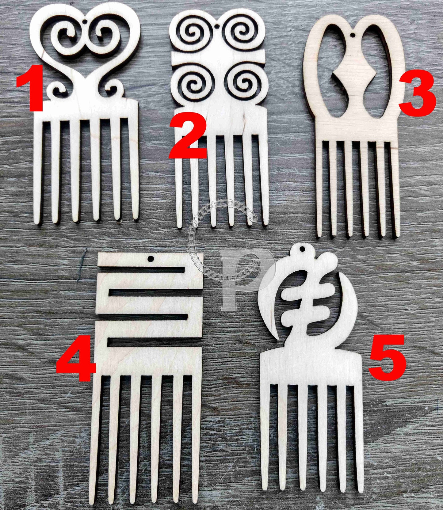 10 plain wooden Afro pick natural hair Adinkra pick jewelry earrings making laser cut crafts Afro pick comb Gye Nyame Sankofa Free postage