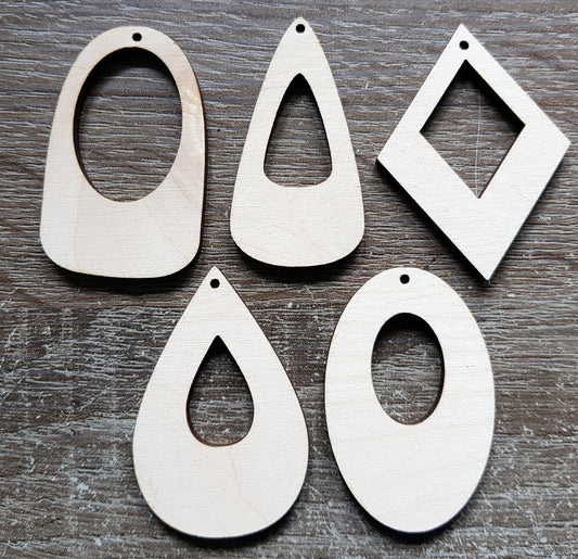 10 x plain birch wooden shapes for jewelry earrings making diamond teardrop laser cut tags crafts decoupage Free postage wood shapes