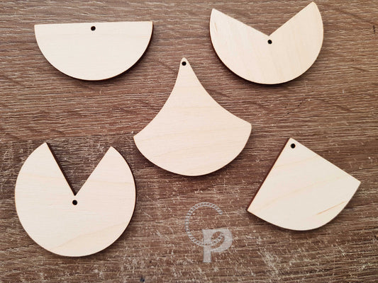 10 x plain birch wooden shapes for jewelry earrings making semi circle laser cut tags crafts decoupage Free postage