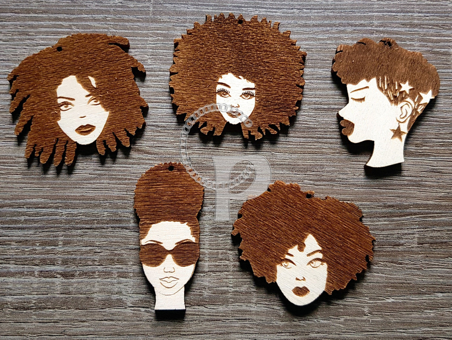 5 pairs plain wooden African hair Afro puffs shapes jewelry earrings making laser cut crafts Nefertiti silhouette unfinished Free post