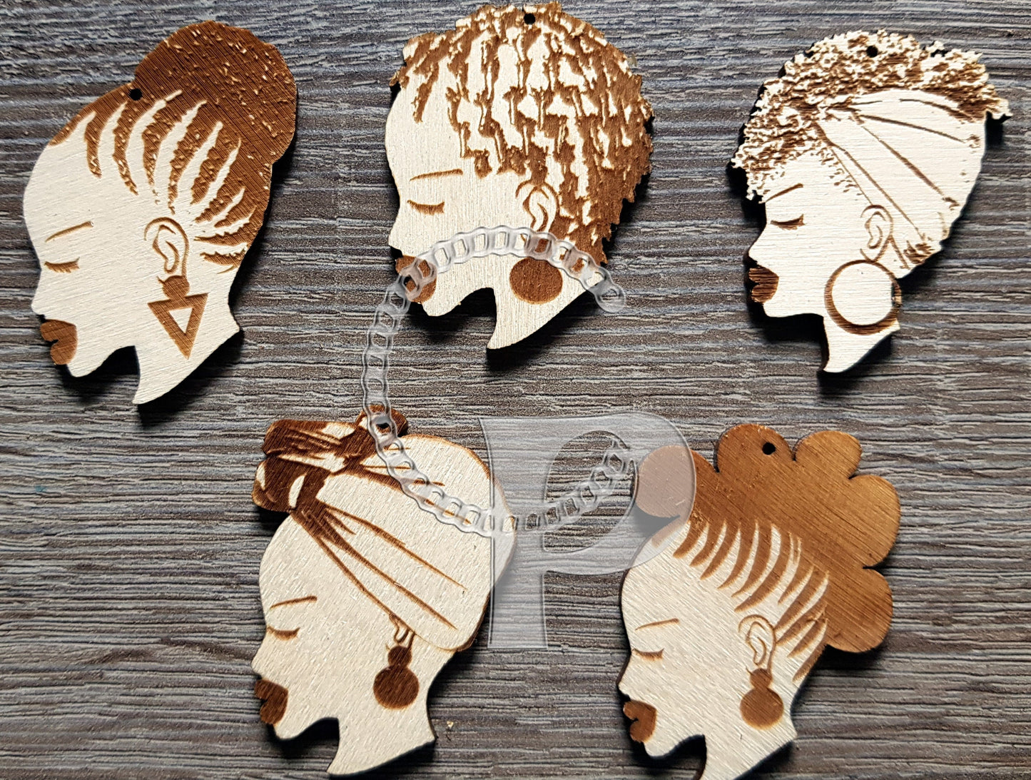 5 pairs plain wooden African hair Afro shapes jewelry earrings making laser cut crafts Nefertiti silhouette unfinished Free post