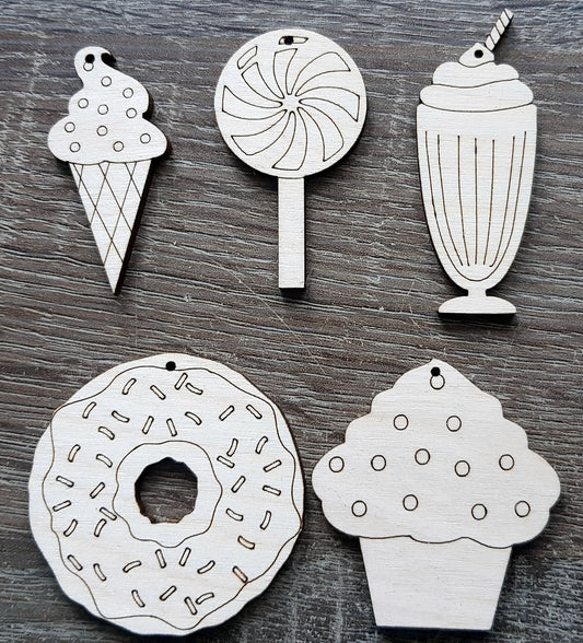 10 x plain birch wooden shapes for jewelry earrings making shapes sweets ice cream cupcake wood laser cut tags crafts decoupage Free postage