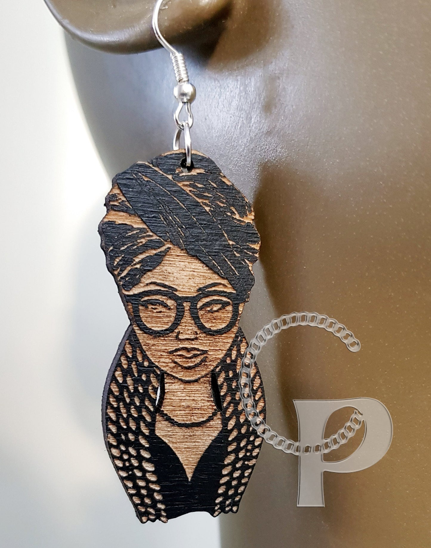 Wood African earrings Afrocentric natural hair turbanista locs silhouette head wrap black