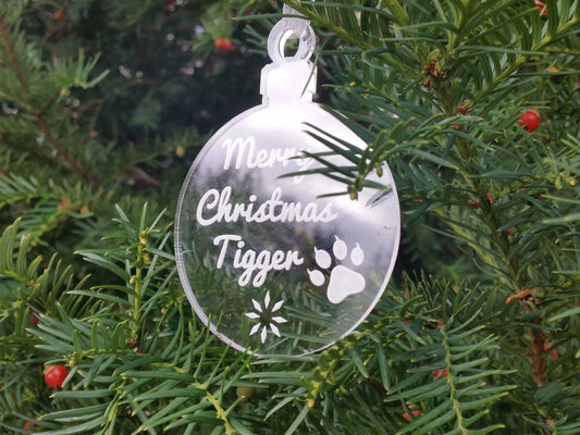 Clear acrylic Christmas ornaments pet cat paw bauble gift personalized decoration