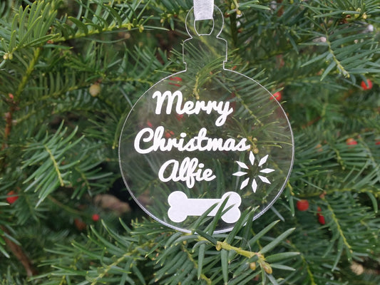 Clear acrylic Christmas ornaments pet dog paw bauble gift personalized decoration