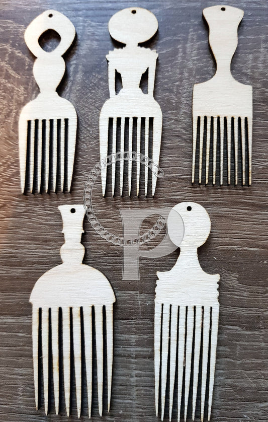 Earrings making wooden blanks x 10 Afro pick shapes, base for jewelry , African crafts supplies