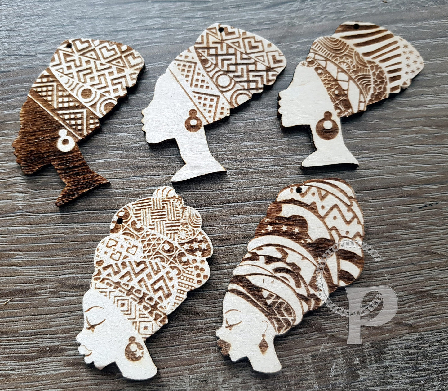 10 plain wooden shapes African queen head wrap shapes jewelry earrings making laser cut