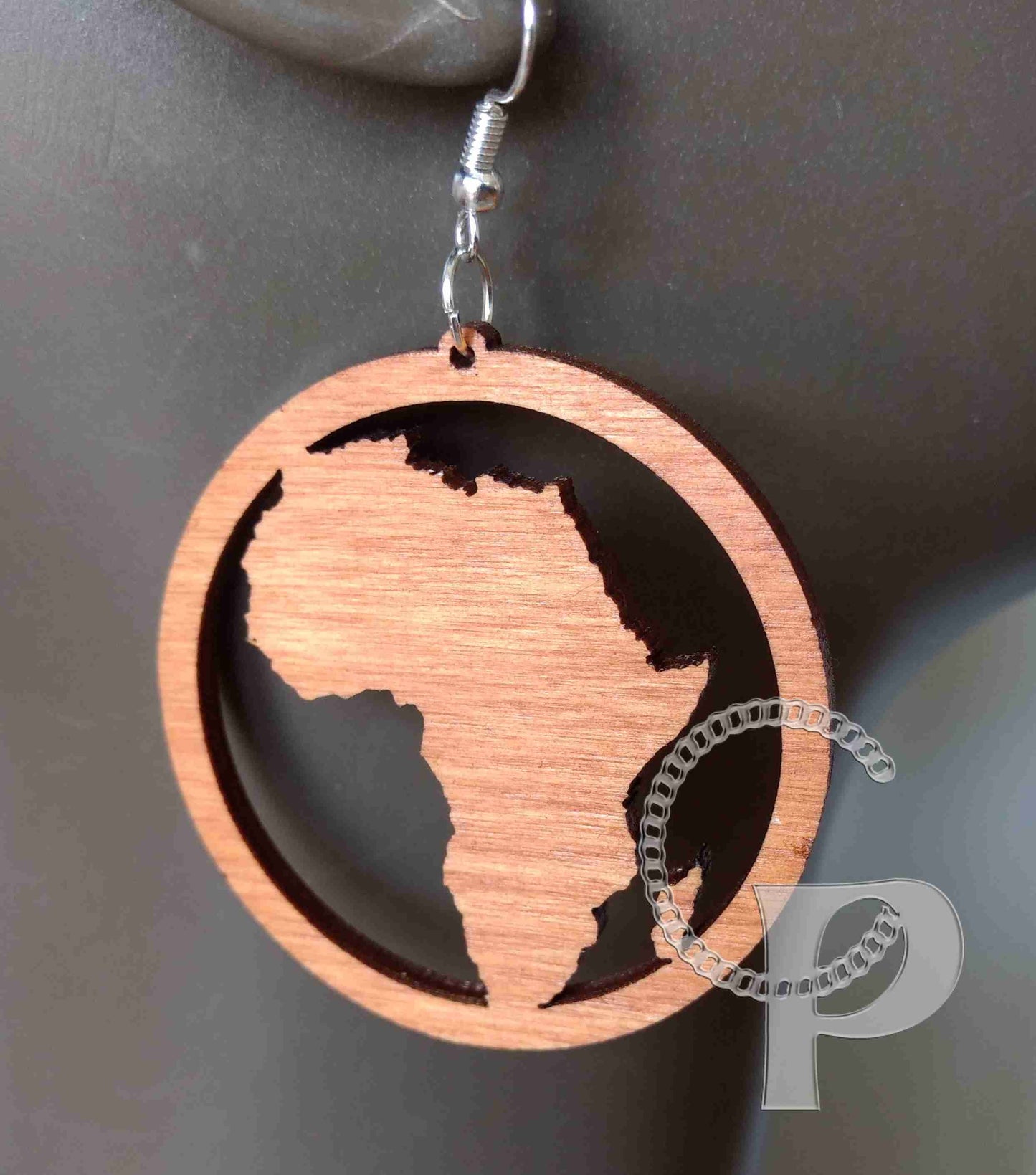 3 pairs of earrings wooden Africa map hoop in a choice of sizes 25 colors to choose from