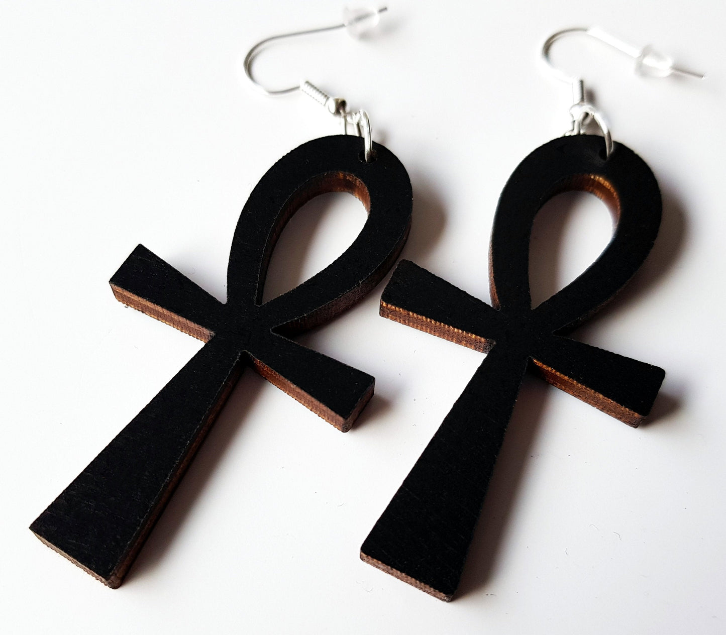 3 pairs of African earrings wooden Ankh in a choice of sizes 27 colors to choose from