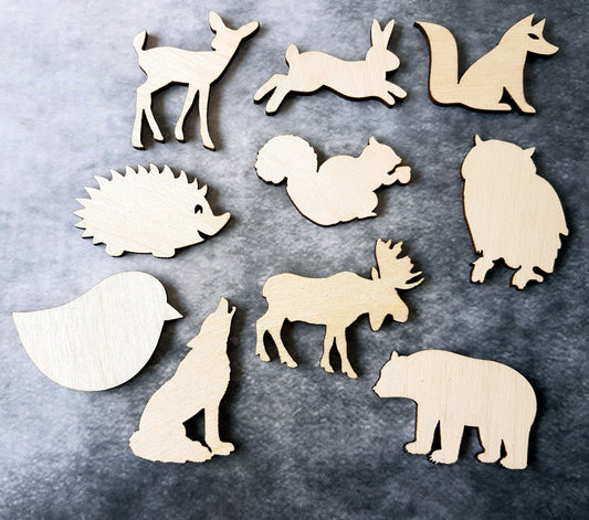 Wooden animal shapes woodland cut outs wood crafts decoration DIY  decor