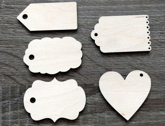 10 wooden shapes blank tags  cut outs wood crafts decoration DIY  decor