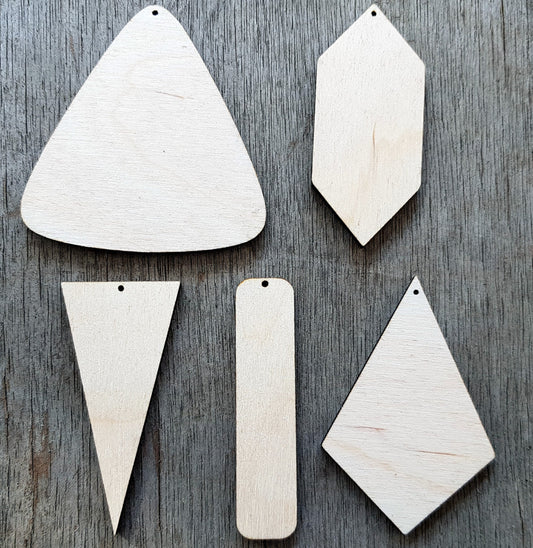 10 wooden shapes for jewelry earrings making geometric shapes cut outs