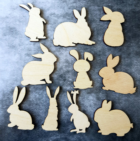 Wooden blanks for Easter bunny wood craft shapes DIY spring decor laser cut outs