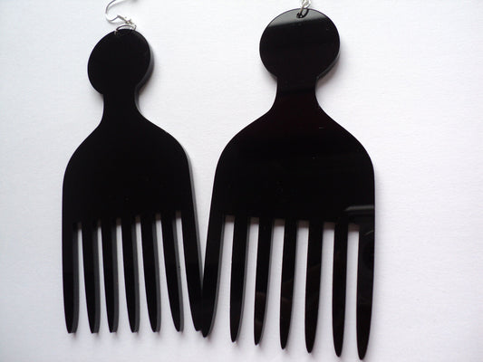 Afro pick earrings acrylic African jewelry comb shaped many colours oversized earrings