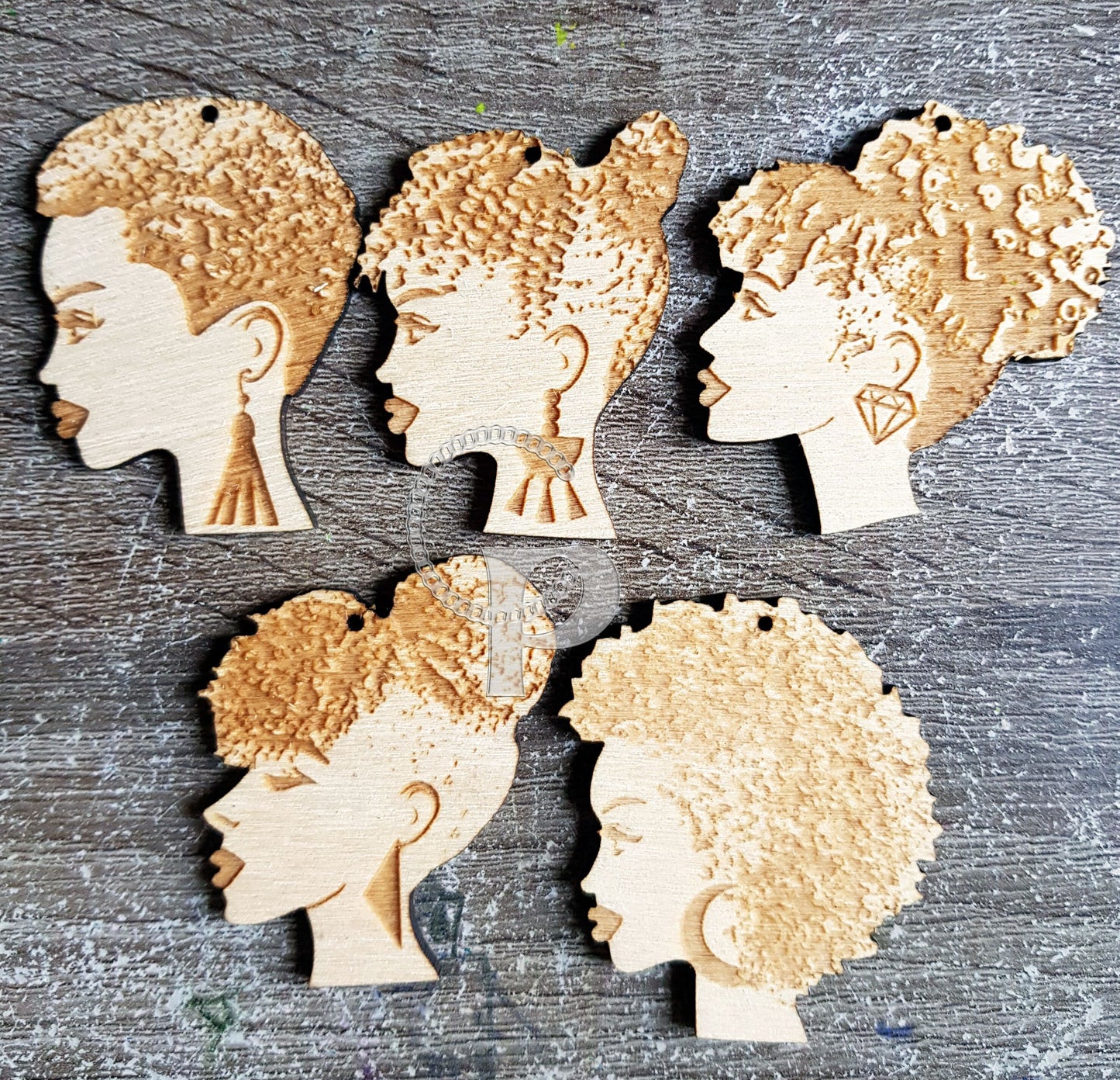 5 pairs plain wooden African hair Afro hair updo shapes jewelry earrings making laser cut crafts Nefertiti silhouette unfinished Free post