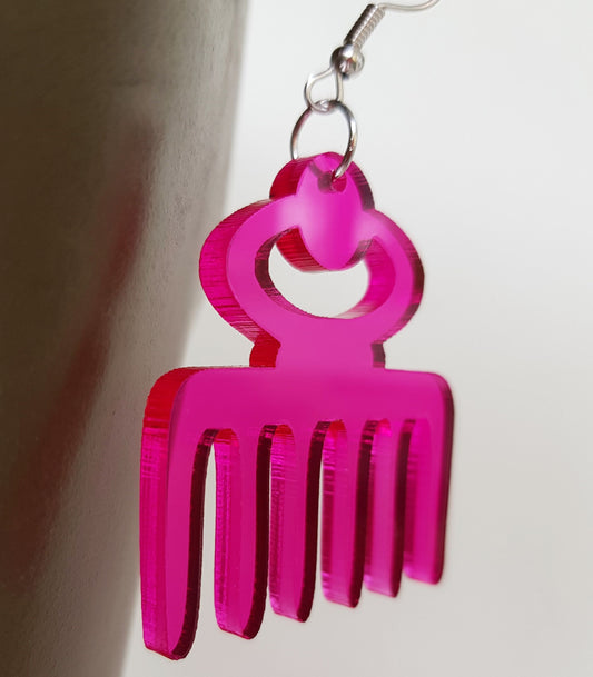 Duafe earrings African comb Adinkra Symbol hair pick dangle ethnic acrylic jewelry