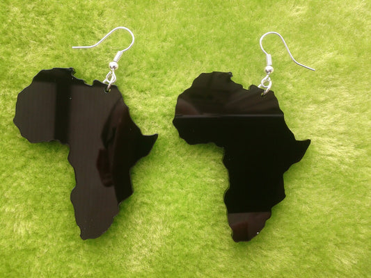 Laser cut black acrylic Arica earrings, Afrcan map