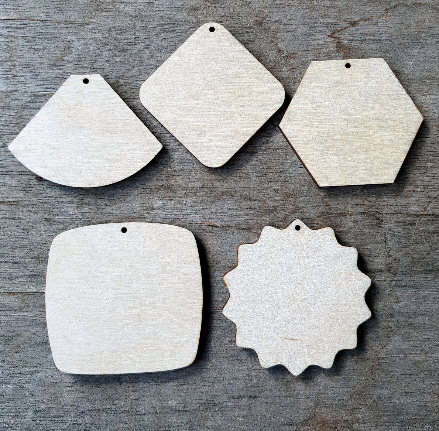 Geometric wood shapes cut outs 10 pieces for jewelry earrings making and other crafts