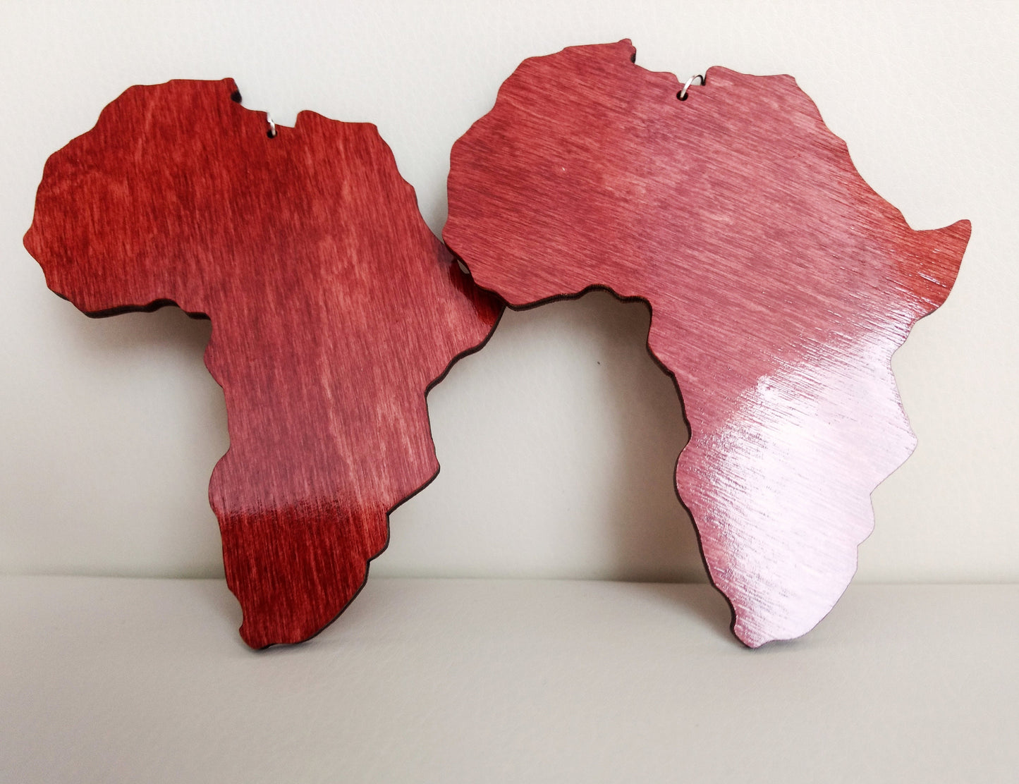 Africa map wooden earrings large ethnic jewelry