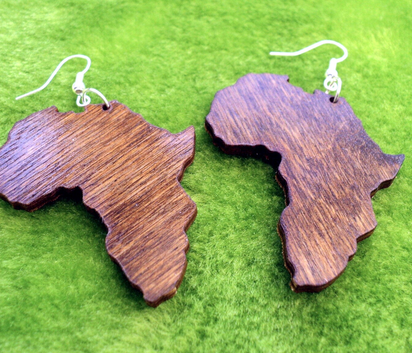 Africa map wooden earrings large ethnic jewelry