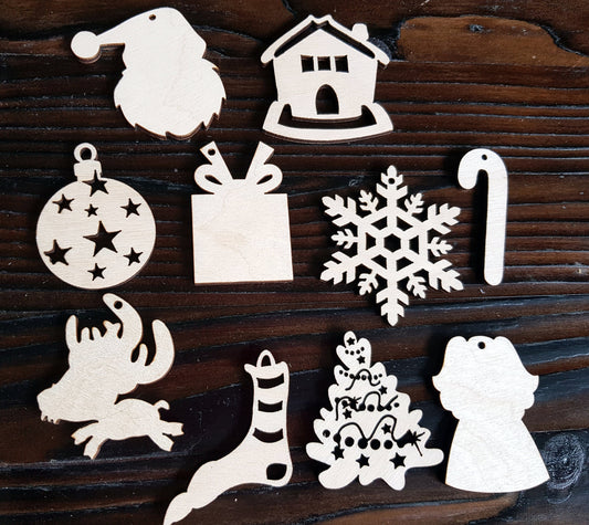 Wooden Christmas shapes wood cut outs for crafts decoration DIY decor