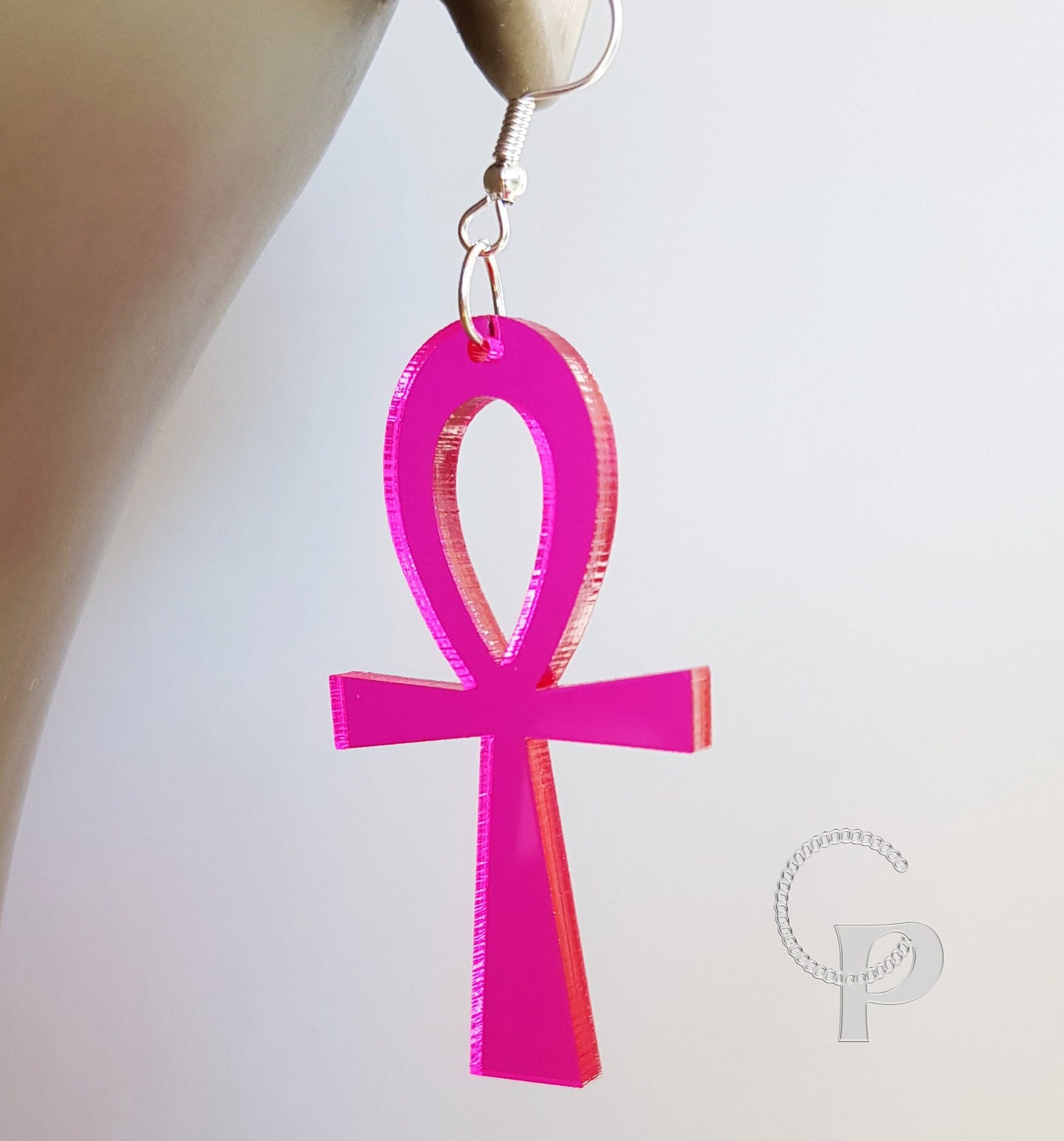 Ankh earrings in acrylic transparent colors Africa Symbol Egyptian Cross