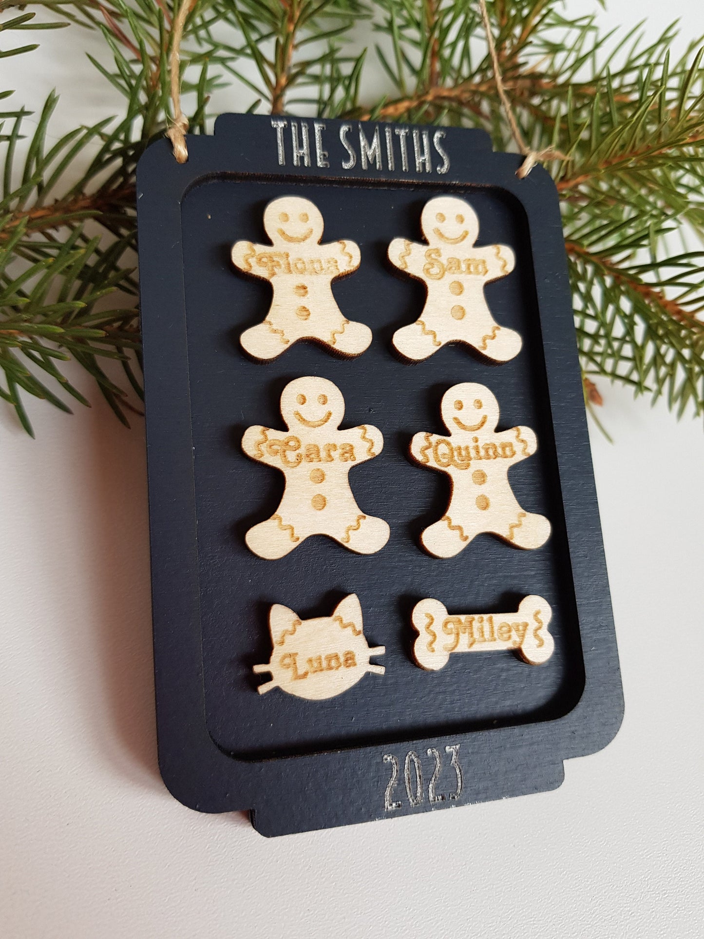 Personalized Family Christmas Ornament cookie tray shaker mason jar holiday gift Gingerbread mason jar