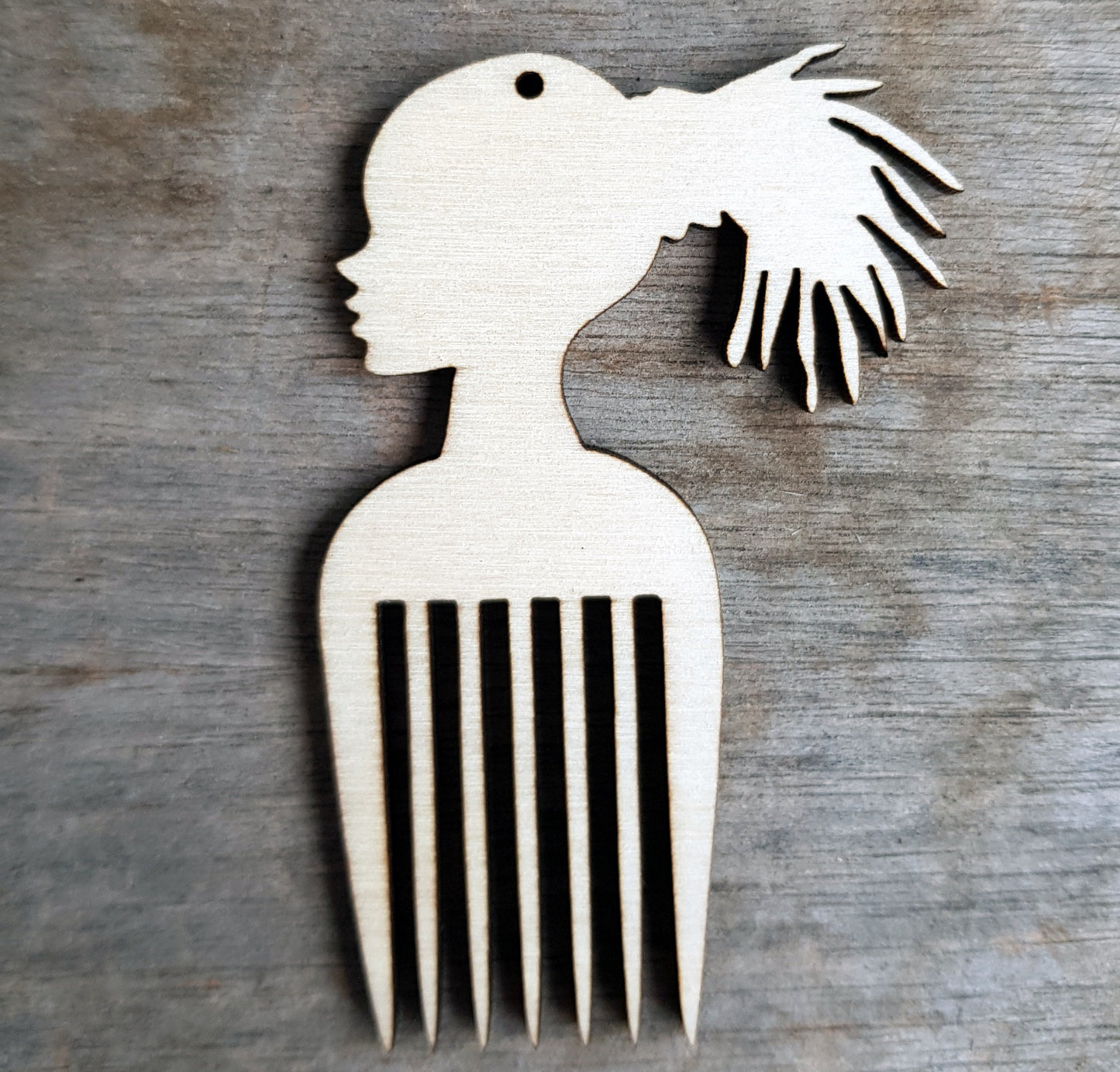 10 wooden Afro pick natural hair girl shapes jewelry earrings making blanks laser cut crafts Afro pick locs silhouette