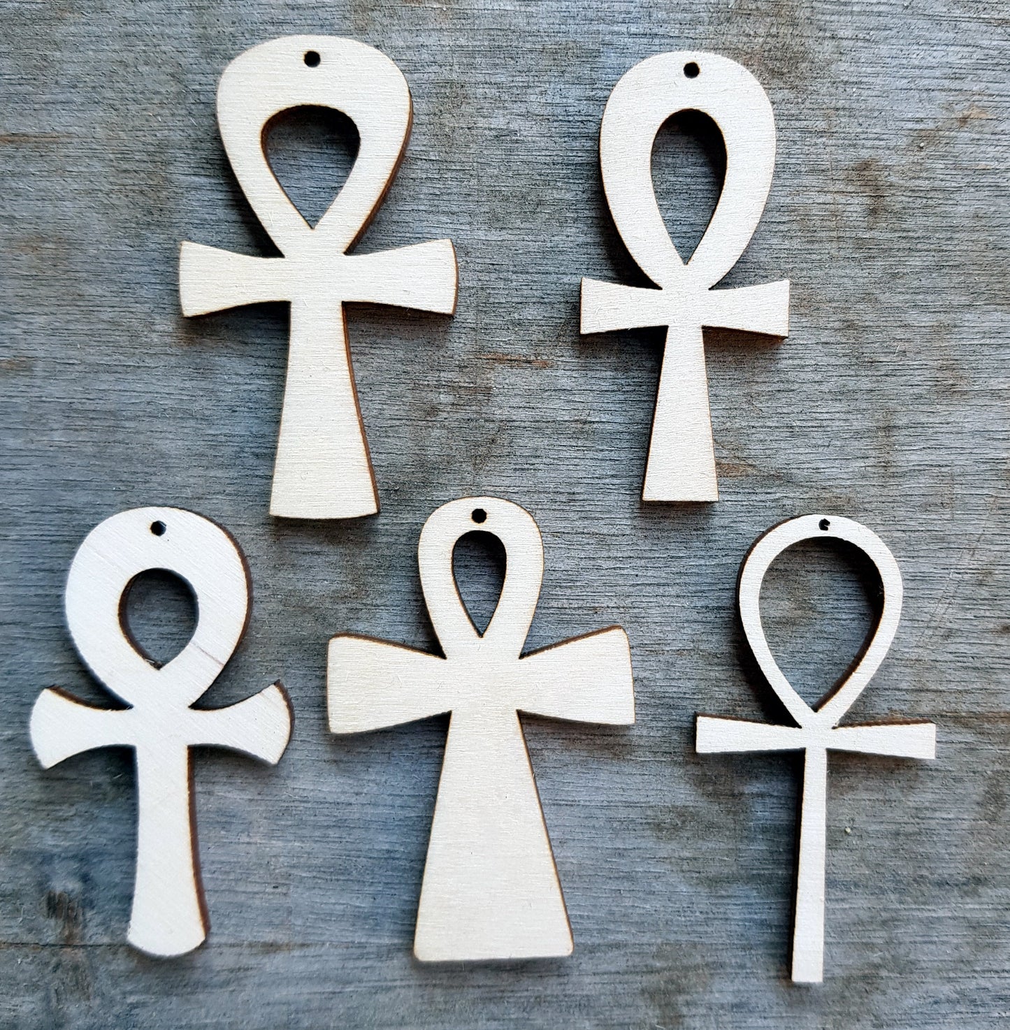 10 plain wooden ANKH Egyptian cross shapes jewelry earrings making laser cut crafts wood blanks