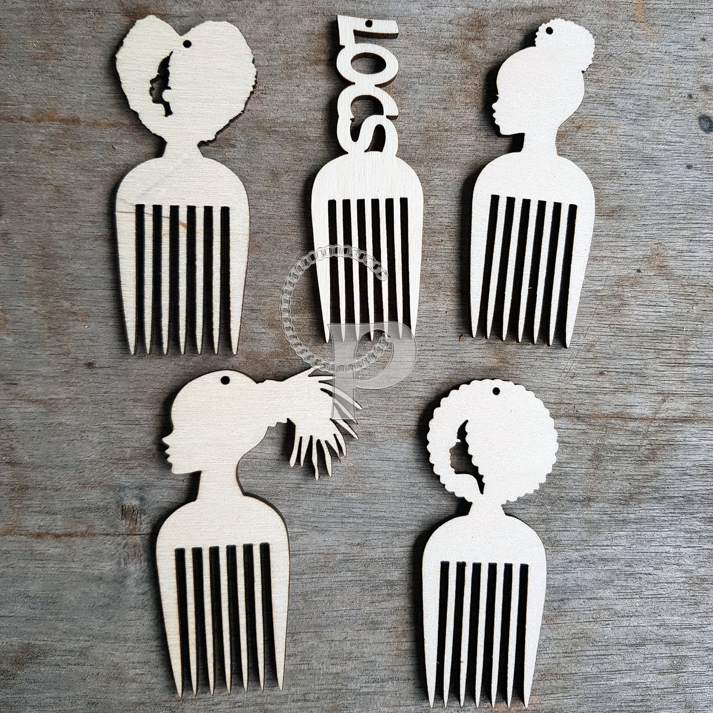 10 wooden Afro pick natural hair girl shapes jewelry earrings making blanks laser cut crafts Afro pick locs silhouette