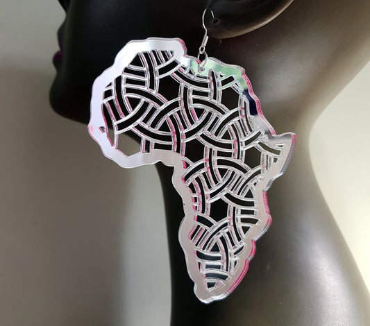 Large Africa acrylic earrings mirror colors ethnic pattern jewelry