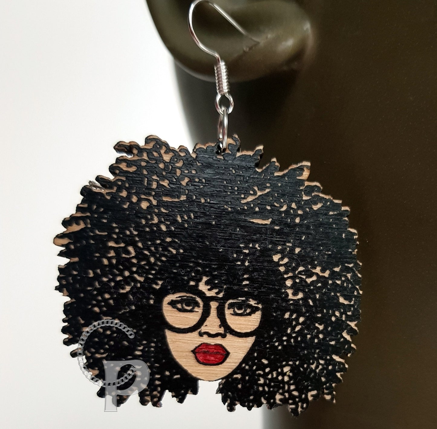 African earrings 10 pairs laser cut wooden earrings Afro natural girl with red lips earrings bulk buy wholesale offer