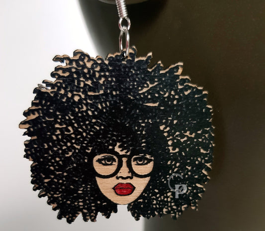 African earrings 10 pairs laser cut wooden earrings Afro natural girl with red lips earrings bulk buy wholesale offer