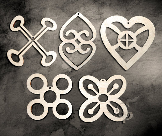 10 wooden Adinkra blank shapes for jewelry Diy earrings making laser cut crafts large unfinished