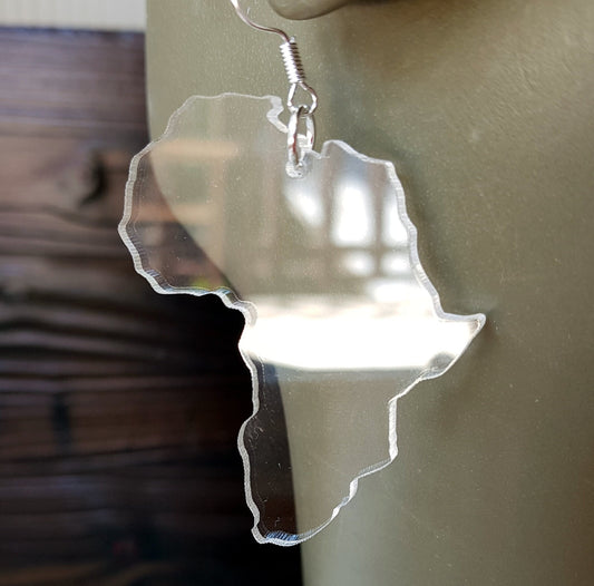 Africa earrings African map silhouette clear acrylic dangle ethnic transparent jewelry