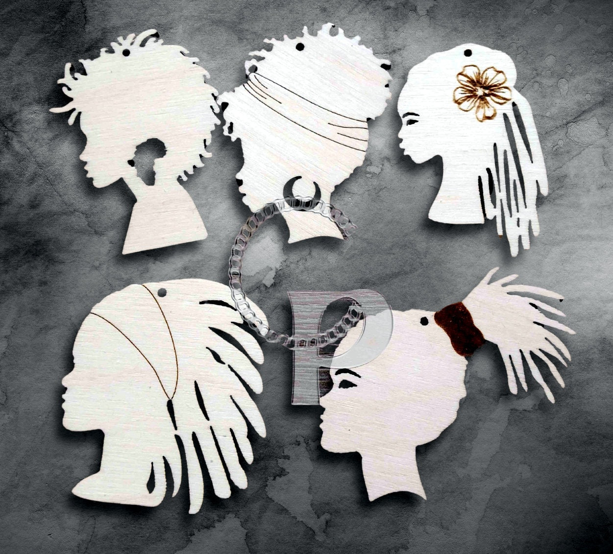 10 wooden cut outs Africa girl natural hair shapes for jewelry earrings making laser cut crafts  Afro silhouette unfinished wood