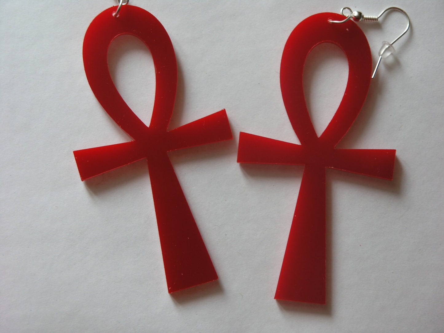 Laser cut acrylic Ankh earrings in red Africa Adinkra Symbol