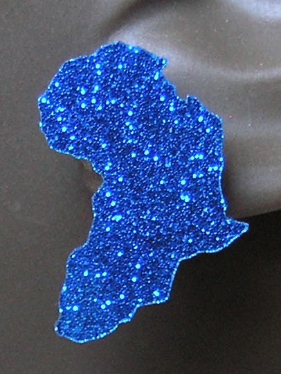 Africa stud earrings blue glitter sparkle 1 inch size